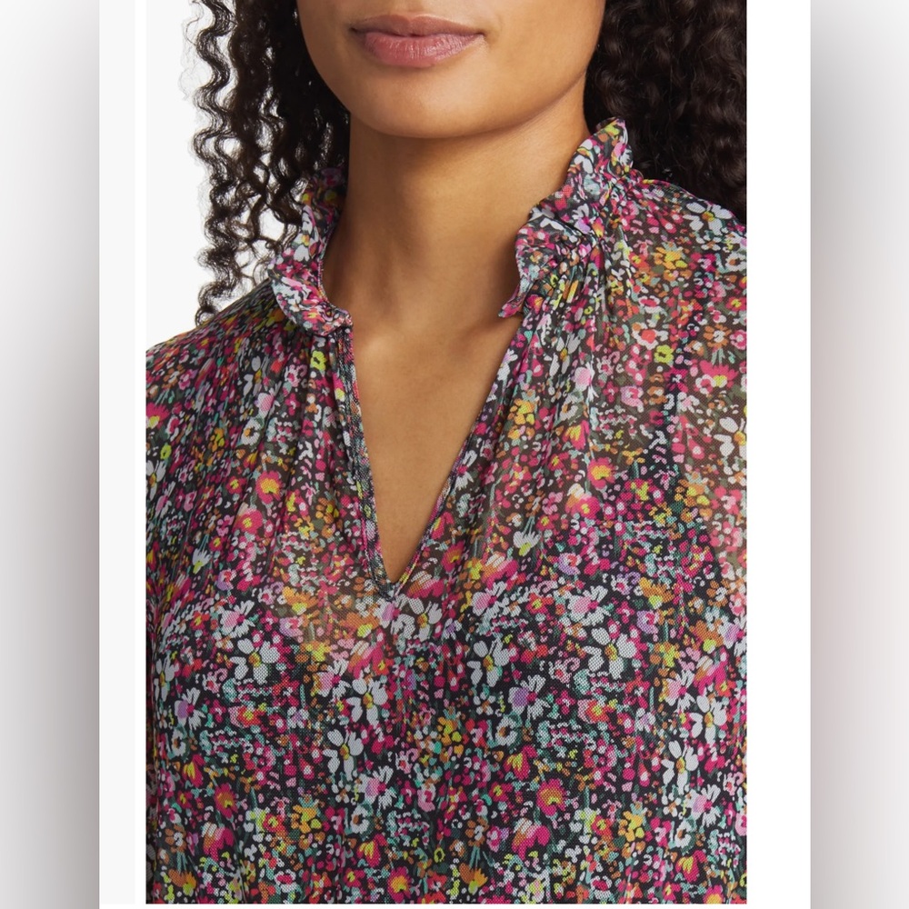 NWT STEVE MADDEN Floral Tiered Long Sleeve Midi Dress Size Small - Picture 4 of 14